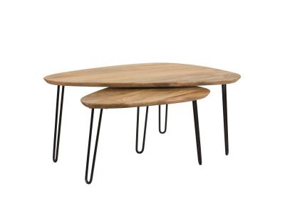 Rendez Vous Deco Table basse gigogne Kiwi en bois (lot de 2)