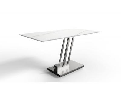 Table basse relevable BRAVO MARBLE WHITE plateau c&eacute;ramique finition marbre blanc