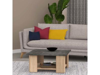 Table basse JANET - Coloris : B&eacute;ton et Blanc 