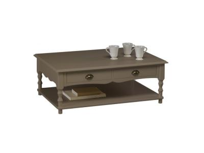 Table Basse Taupe 2 Tiroirs Va-et-Vient 