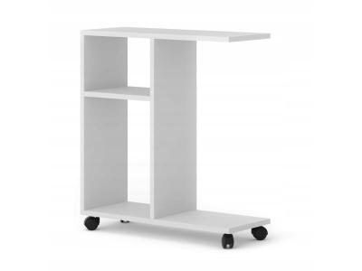 Organisateur de table basse TRASCO 1 blanc mat sur roulettes