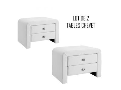 Meubler Design Table chevet design blanc Eva x2