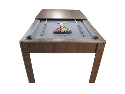 PLAY4FUN Table convertible billard am&eacute;ricain marron 206.5 x 116.5 x 80 cm avec accessoires et plateau d&icirc;natoire 
