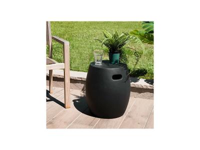 MACABANE Hans - Table d'appoint de jardin ronde b&eacute;ton 43x43 cm noir - Noir
