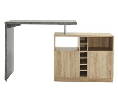 Table de bar avec plateau pivotant 126x52x107 cm d&eacute;cor ch&ecirc;ne et b&eacute;ton