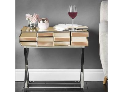 Meubler design Table de chevet miroir - Or