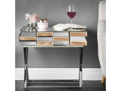 Table de chevet en verre miroir 3D - Or / Miroir 