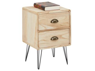 Table de chevet 2 tiroirs en bois de paulownia