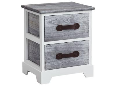 Table de chevet SALERNO, 2 tiroirs, gris blanc