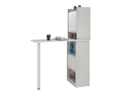 Table de cuisine et 2 Meubles de rangement Blancs - Coloris: Blanc