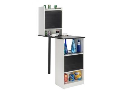 Table de cuisine et 2 Meubles de rangement Blancs - Coloris: Noir