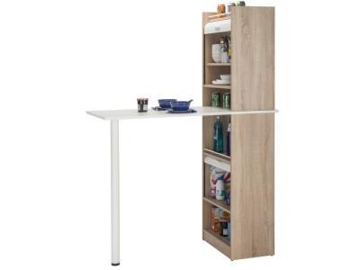 Table de cuisine et 2 Meubles de rangement chene - Coloris: Blanc