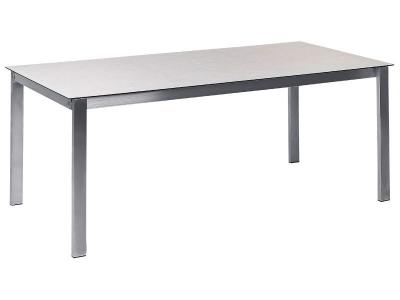 BELIANI Table De Jardin Avec Plateau En Verre 180 X 90 Cm Blanc Cosoleto