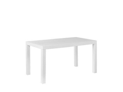 BELIANI Table de jardin 6 personnes en mati&egrave;re synth&eacute;tique blanc