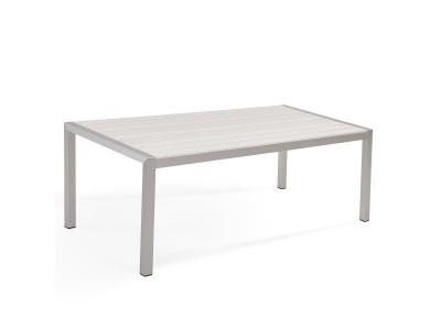 BELIANI Table De Jardin En Aluminium Et Bois Synth&eacute;tique Blanc 180 X 90 Cm Vernio