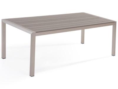 BELIANI Table de jardin 6 places en aluminium avec plateau gris effet bois
