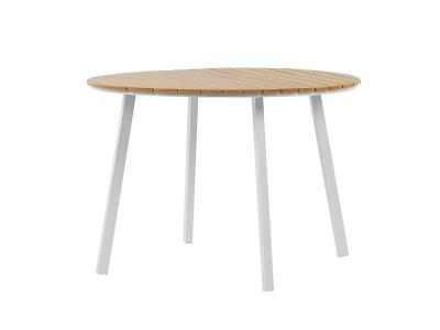 BELIANI Table De Jardin En Bois Synth&eacute;tique Et Aluminium Blanc &Oslash; 105 Cm Cavoli