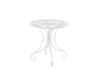 DECOSHOP26 Table de jardin en fer forg&eacute; diam&egrave;tre &Oslash; 70 cm blanc MDJ10049
