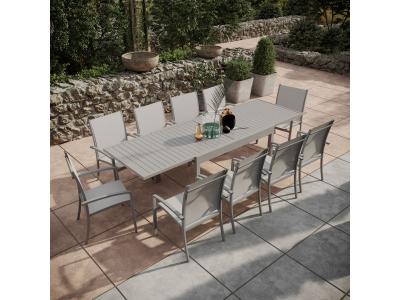 AVRIL PARIS Table de jardin 10 places en aluminium gris