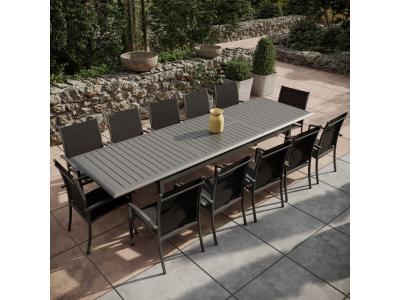 AVRIL PARIS Table de jardin 12 places en aluminium anthracite