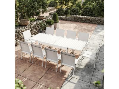 AVRIL PARIS Ensemble de jardin 10 places en aluminium blanc