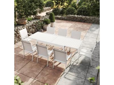 AVRIL PARIS Ensemble de jardin 8 places en aluminium blanc
