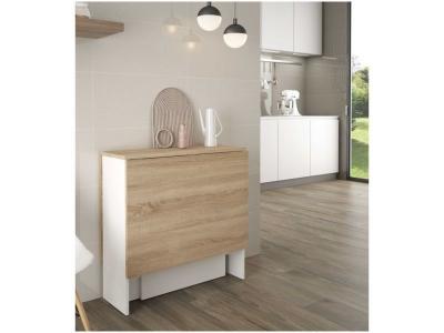 Table extensible erika l31-140cm - blanc et bois 
