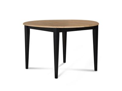 Table ronde extensible bois D105 avec 1 allonge et pieds fuseau noir