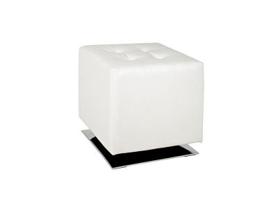 AUCUNE Tabouret carr&eacute; 40 cm blanc et chrom&eacute;