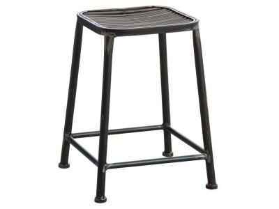 Aubry Gaspard - Tabouret carr&eacute; en m&eacute;tal gris gris