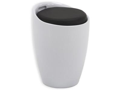 IDIMEX Tabouret coffre de rangement DANIEL, blanc/noir 