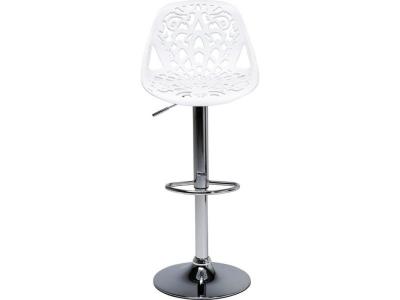 Tabouret de bar r&eacute;glagle blanc et acier chrom&eacute;