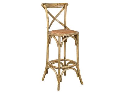 Tabouret de bar bois et rotin Bistrot chic - Orme naturel
