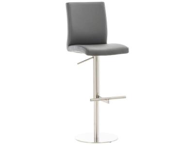 CLP Tabouret de bar Cadiz en similicuir , Acier inoxydable/Gris