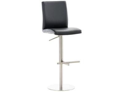 CLP Tabouret de bar Cadiz en similicuir , Acier inoxydable/Noir