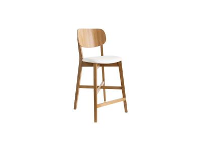 Miliboo - Tabouret de bar ch&ecirc;ne et assise blanche H65 cm LUCIA