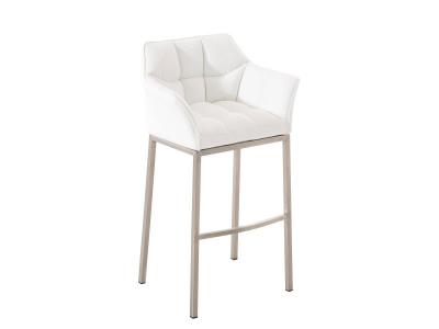 Tabouret de bar damaso en similicuir , blanc /acier inoxydable