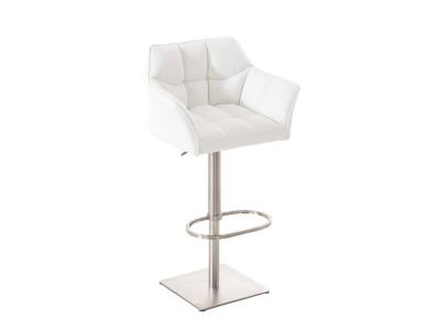 CLP Tabouret de bar Damaso en similicuir , Blanc /Acier inoxydable