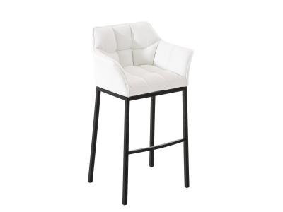 CLP - Tabouret de bar Damaso similicuir blanc M&eacute;tal noir mat