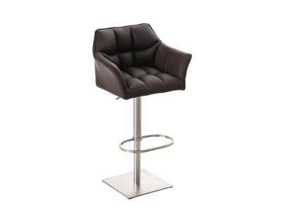 Tabouret de bar damaso en similicuir , marron/acier inoxydable