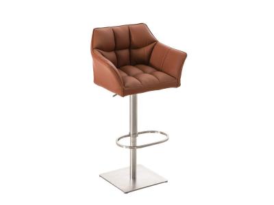 Tabouret de bar damaso en similicuir , marron clair/acier inoxydable