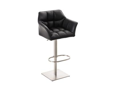 Tabouret de bar damaso en similicuir , noir /acier inoxydable