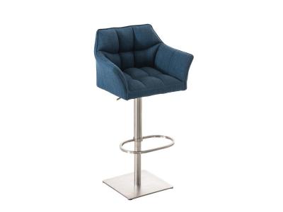 CLP Tabouret de bar Damaso en Tissu , Bleu/Acier inoxydable