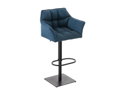 CLP - Tabouret de bar Damaso en Tissu bleu M&eacute;tal noir mat