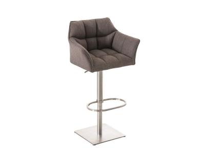 CLP Tabouret de bar Damaso en Tissu , Gris/Acier inoxydable