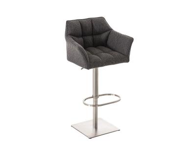 CLP Tabouret de bar Damaso en Tissu , Gris titane/Acier inoxydable