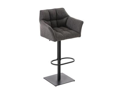 Tabouret de bar Damaso en Tissu gris titane M&eacute;tal noir mat