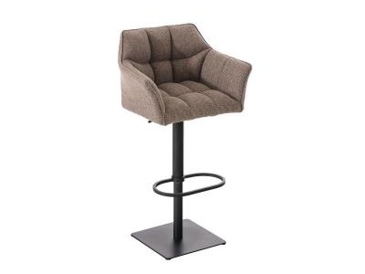 CLP - Tabouret de bar Damaso en Tissu marron terre M&eacute;tal noir mat