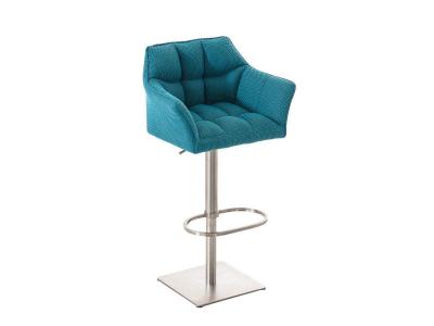 CLP Tabouret de bar Damaso en Tissu , Turquoise/Acier inoxydable