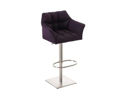 CLP Tabouret de bar Damaso en Tissu , Violet/Acier inoxydable